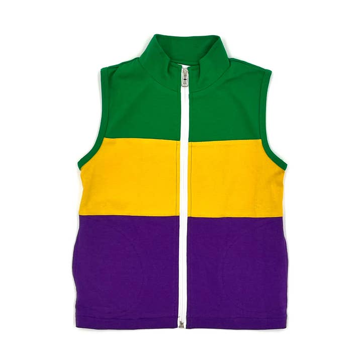 Gilet Tricoté Trio Mardi Gras pour la vente par Blended Spirit Children’s Clothing