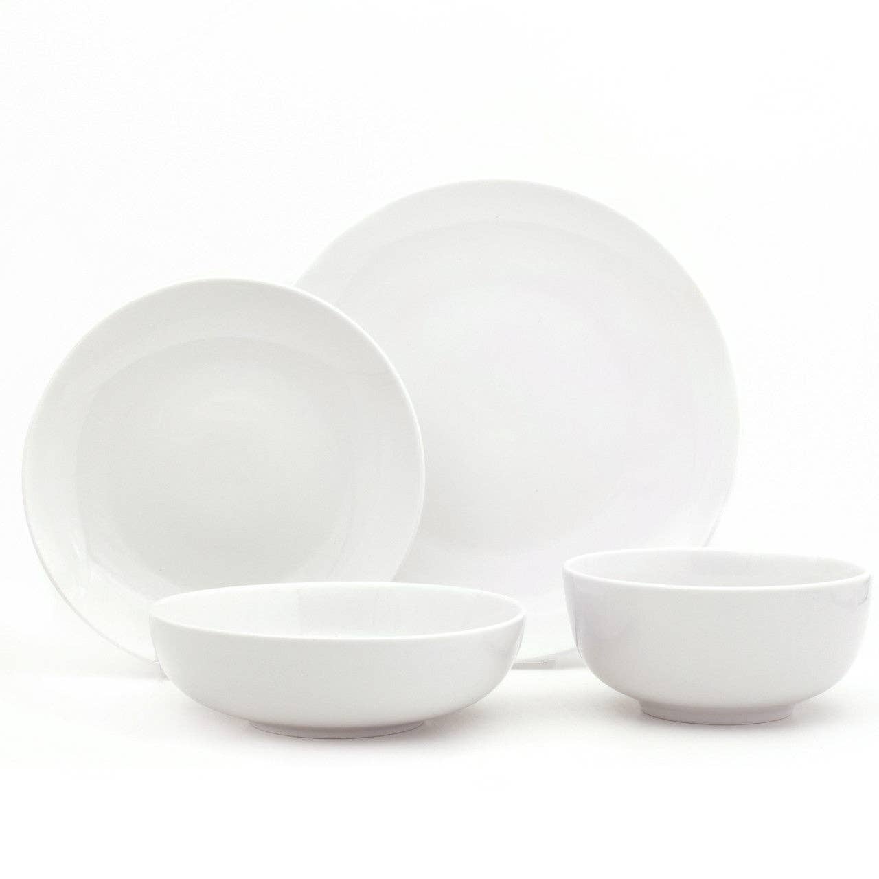 Euro Ceramica Home | ClayBarn - Wholesale Dinnerware Set - White Essential 16 Piece Dinnerware Set, Service for 43
