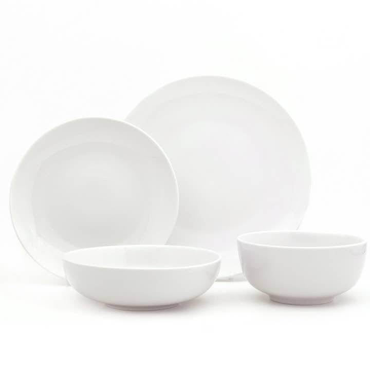 Euro Ceramica Home | ClayBarn - Wholesale Dinnerware Set - White Essential 16 Piece Dinnerware Set, Service for 43