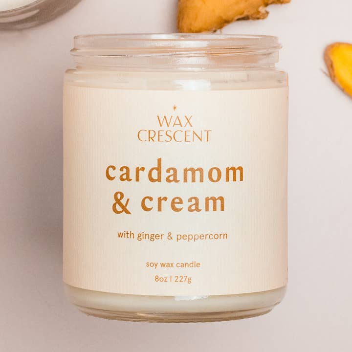 Cardamom & Cream Soy Wax Candle for wholesale by Wax Crescent