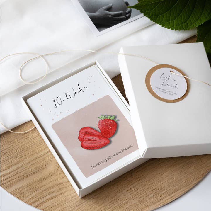 Funkenbunt – wholesale Vardagliga hälsningskort – Graviditetskort med milstolpar – frukt och grönsaker | 52 kort1