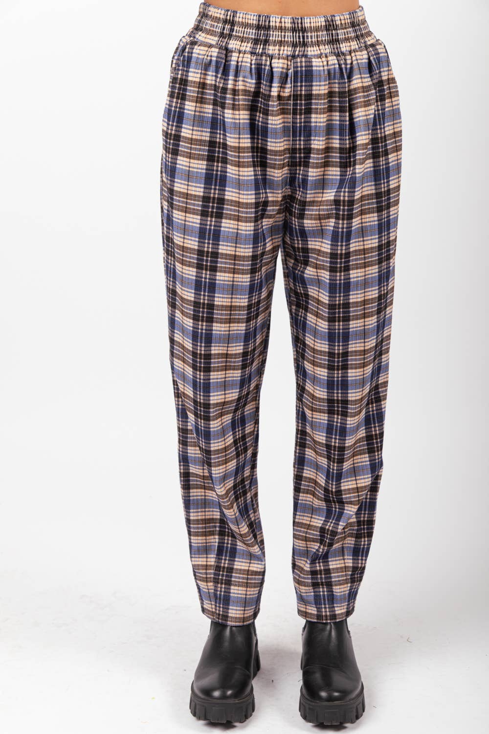 VERY J - Wholesale Pants - Women's - NP70310-Corduroy Flannel Plaid Cozy Comfy Pants14
