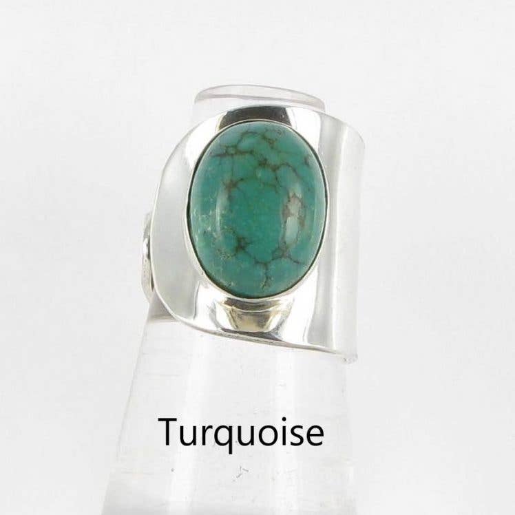 Siren Silver Ltd - Wholesale Cocktail/Statement Ring - Silver Cuff Ring with Oval Stone2