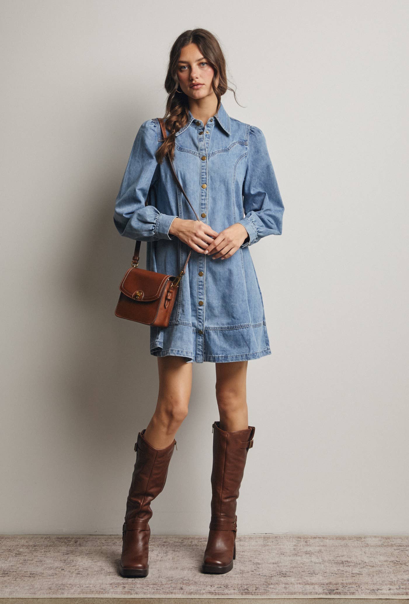 Forte - Wholesale Dress - Women's - Western Seam Denim Mini Dress FD000126