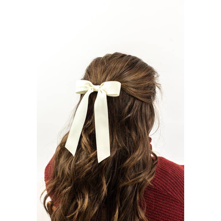 Grace & Grandeur - Wholesale Hair Bow - Women's - Medium Matte Satin Hair Bow Barrette | Florence Bow24