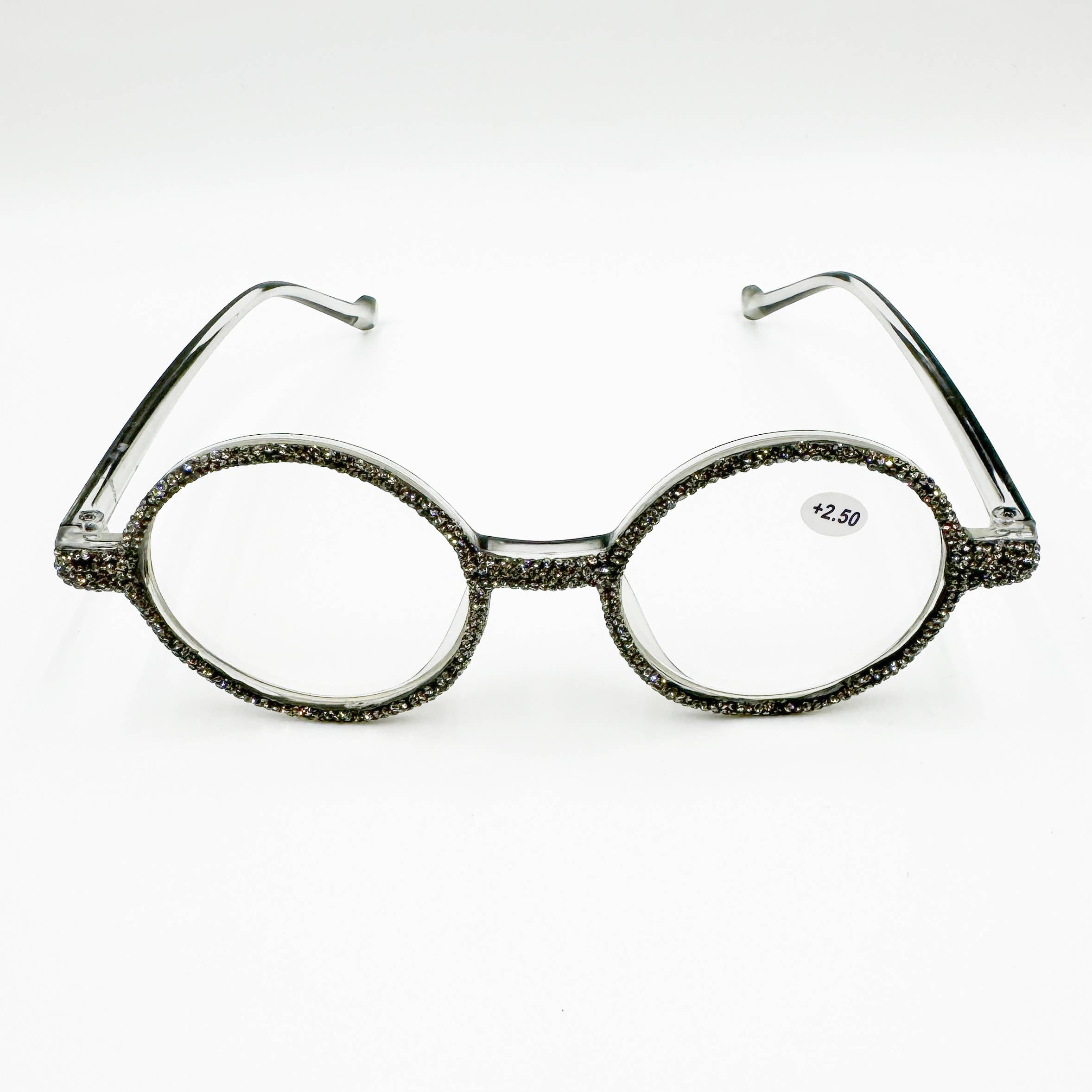 Ole - Vendita all'ingrosso Occhiali da vista - Donna - Lettori con cornice rotonda con strass fatti a mano GY 8