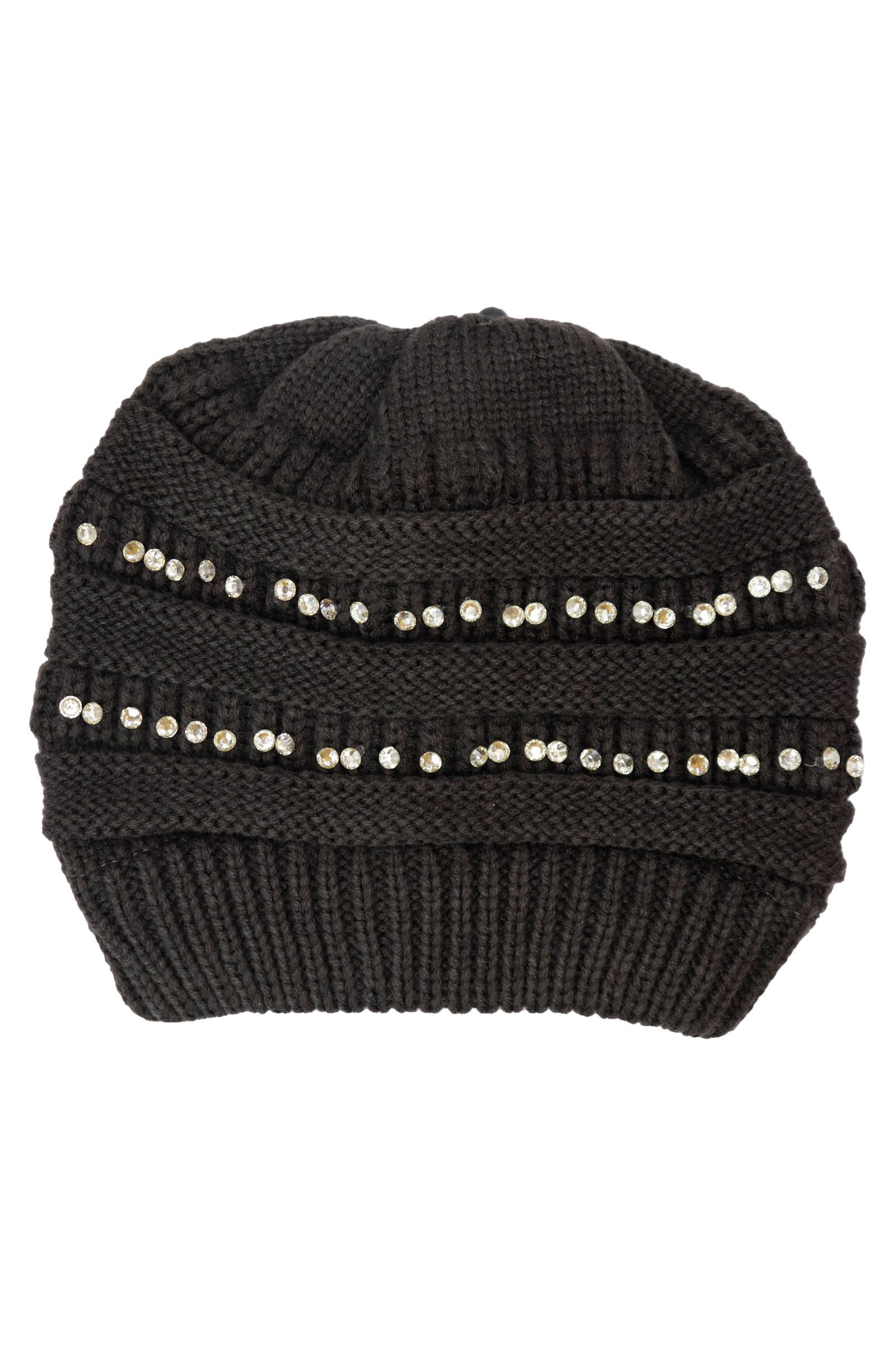 ASSORTED Bling Rhinestone Chunky Cable Knitted Beanie for wholesale on Faire10