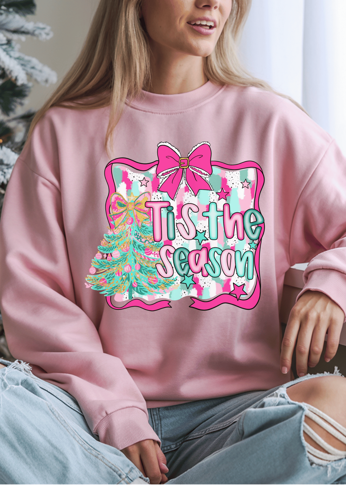 JAC Wholesale - Wholesale Graphic Sweatshirt - Women's - Preppy Tis The Season Theme Sweatshirt   2