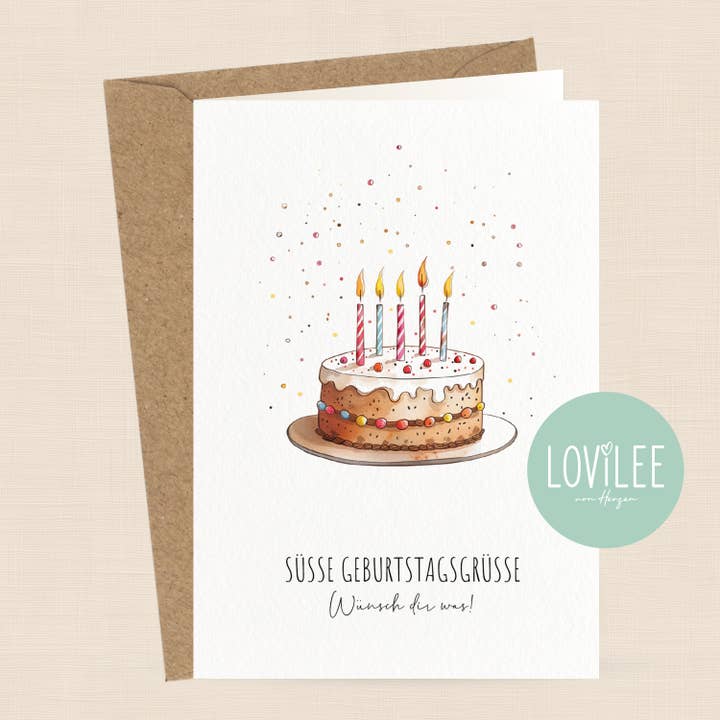 Torta | Biglietto di auguri pieghevole | No. GK-S3-05 per la vendita all'ingrosso da parte di LOViLEE