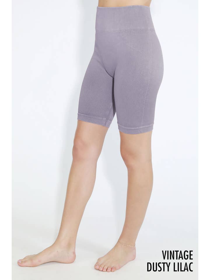 NIKIBIKI - Wholesale Athletic Shorts - Women's - NB8055 - Vintage Ribbed Highwaist Biker Shorts1