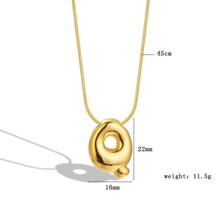 The Classy Cloth WS - Wholesale Pendant/Charm Necklace - Bubble Letter Initial Necklace - Gold RTS14