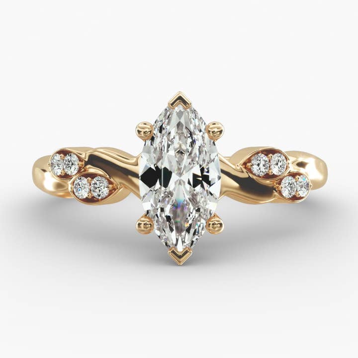 Floral Twist Cluster Marquise Lab Grown Diamond Center Engagement Ring for wholesale by Caratina