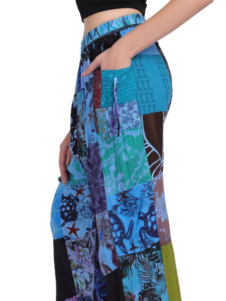 Assorted Colors Boho Patchwork Pants PAT-3257 for wholesale on Faire6