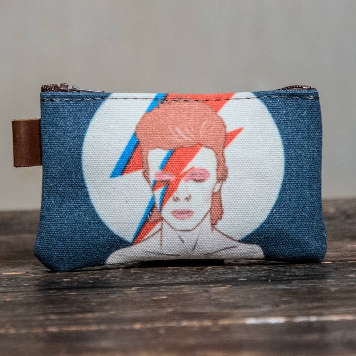 David Bowie Pung | Lille Printet Pung | Ziggy | Kortholder for engroshandel hos In Blue Handmade