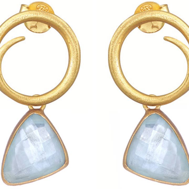 Coco Aquamarijn Edelsteen Oorbellen voor wholesale door POMEGRANATE