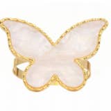 TAJ Designs - Wholesale Napkin Ring - TAJ Designs Gold Edged Pearl Butterfly Napkin Ring2