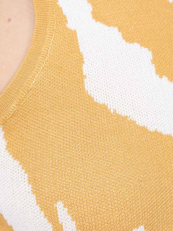 Yellow Short knit dress with zebra print CH019 for wholesale on Faire1