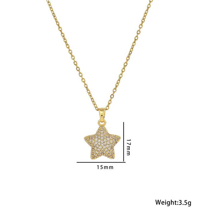 Purple Myrtle - Wholesale Pendant/Charm Necklace - Dainty Rhinestone Star Necklace for Women. Star Necklaces