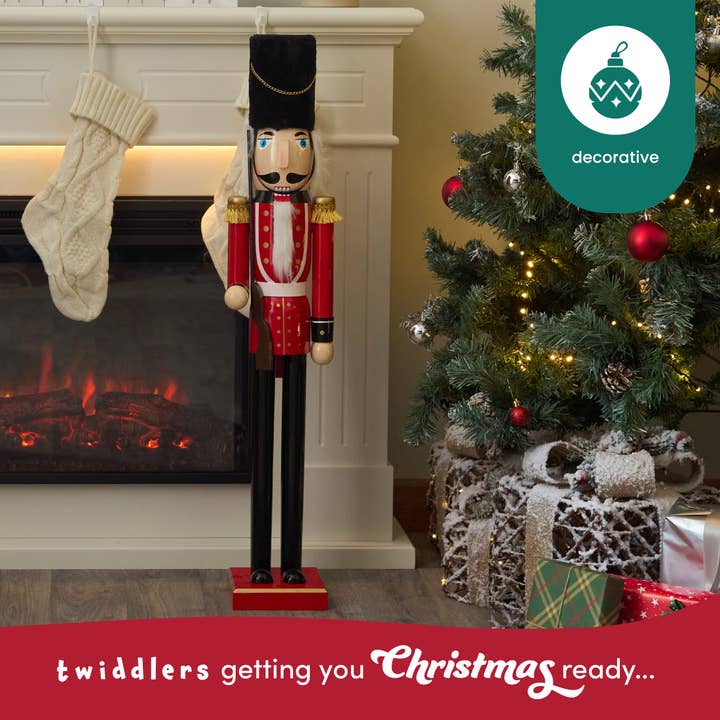 The Twiddlers - Wholesale Christmas Decoration - Large Wooden Christmas Nutcracker Soldier/Beefeater 90CM/35"