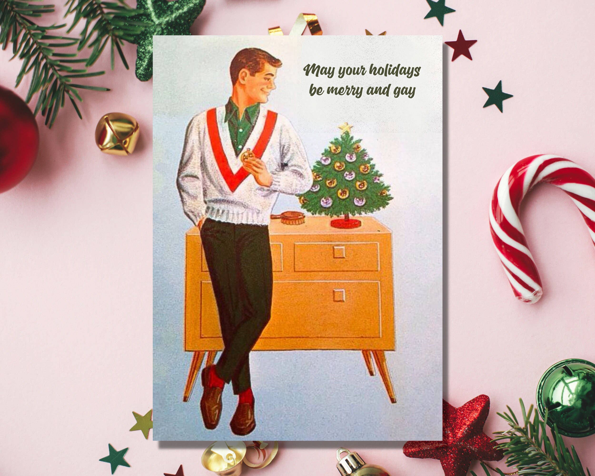 TwistedGoods – Großhandel Weihnachtskarte – LGBTQ-Weihnachtskarte „May Your Holidays Be Merry“, fabelhafte schwule LGBTQ-Weihnachtskarte2