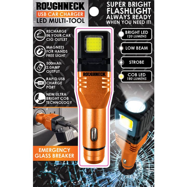 Novelty Closeout - Wholesale Handheld Flashlight - Roughneck Flashlight Car Charger Multi-Tool- 6/Pack