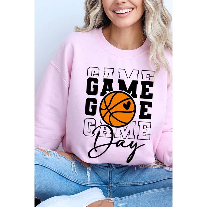 COLORBEAR - Wholesale Graphic sweatshirt – Women’s - Game Day Basketball Graphic Fleece Sweatshirts7