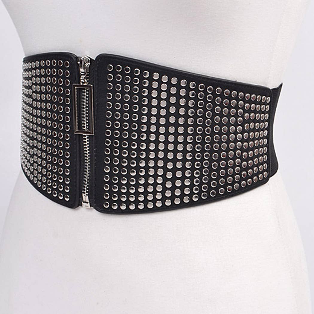 3AM BY H&D ACCESSORIES - Vendita all'ingrosso Cintura - Donna - Cintura elastica con cerniera borchiata1