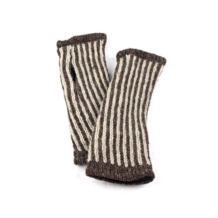 Nusantara Inc. - Wholesale Gloves - Women's - Wool Striped Wristlet-046584
