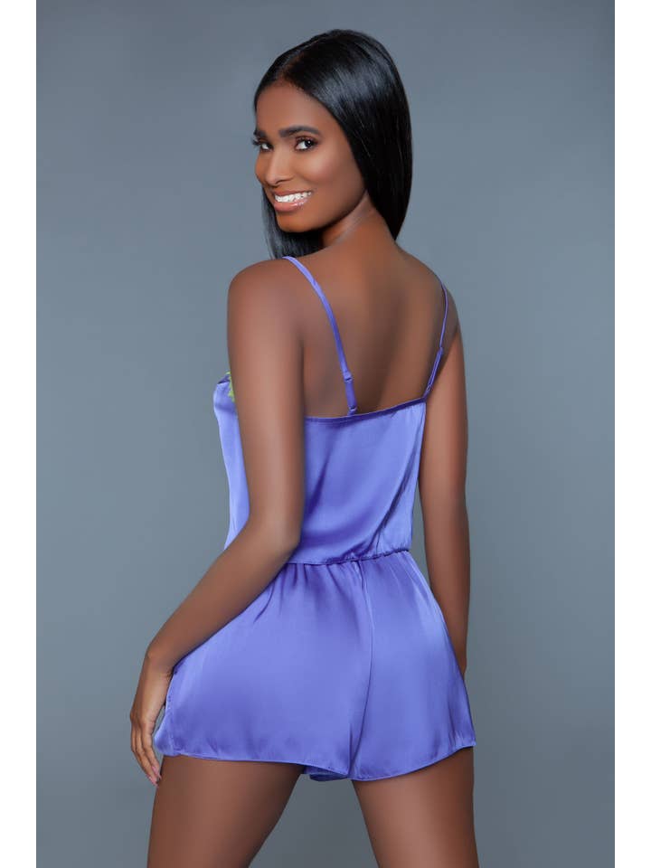 Purple Neon Yellow 2031 Callie Satin PJ Set for wholesale on Faire
