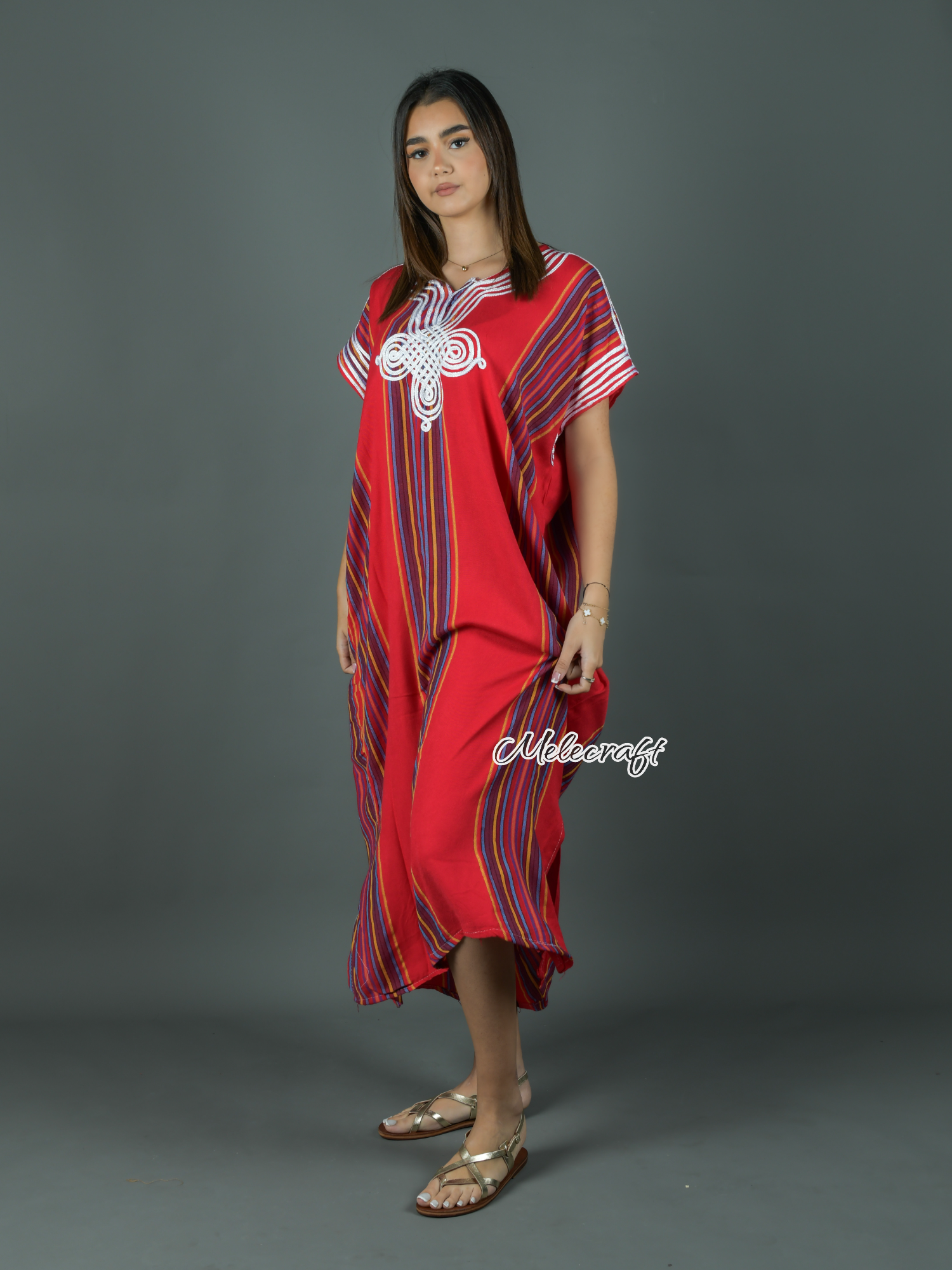 Melecraft - Wholesale Kaftan - Women's - Moroccan Striped Kaftan Dress for Women - Handmade Gandoura5