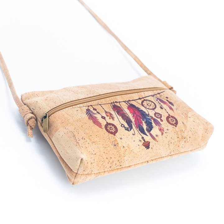 Meninas Bonitas Cork - Wholesale Crossbody Bag - Women's - Natural Cork and Printed Design Women's Crossbody Bag BAG-228