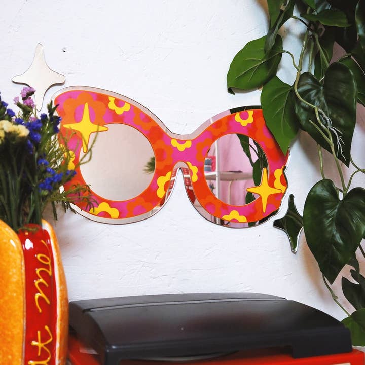 Printed Weird - Wholesale Wall mirror - 70s Retro Flower Sunglasses0
