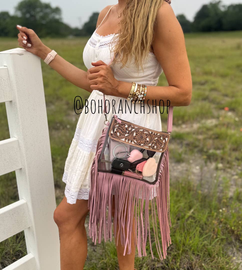 Boho Ranch Shop – wholesale Crossbody bag – Women's – Hand Tooled Clear Purse Crossbody - Concert Game Day Stadium7