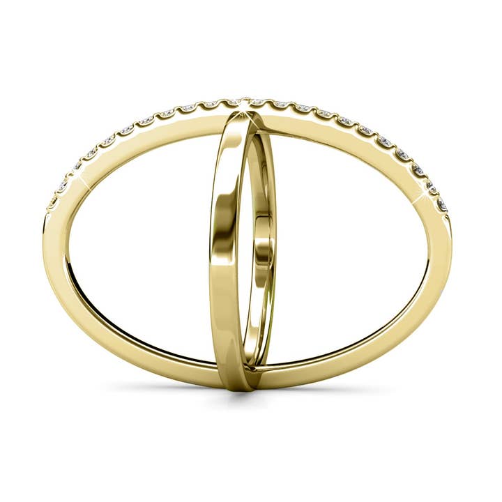 CARALI / MYC Paris - Wholesale Multi-Stone Ring - X Duo Ring - Gold and Crystal