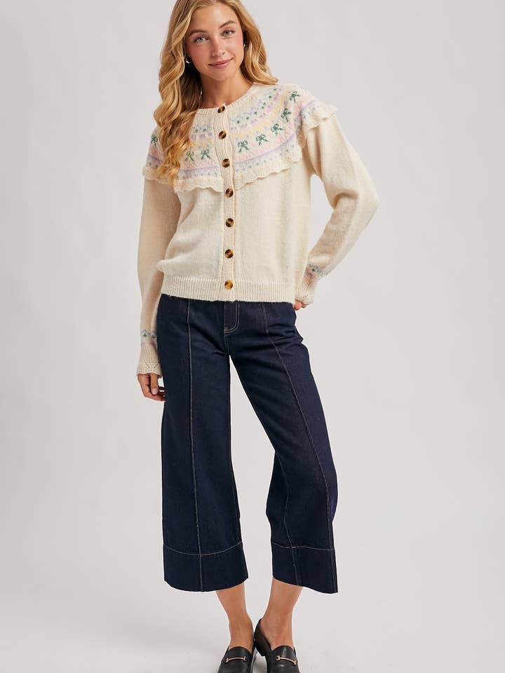 Bluivy - Wholesale Knit Sweater - Women's - BUTTON FRONT FAIR ISLE KNIT SWEATER TOP14