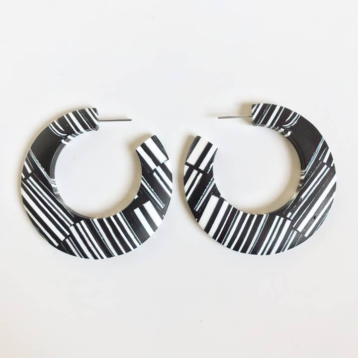 Belart Fair Trade - Wholesale Hoop Earrings - Poly Resin Statement Hoop Stud Mosaic Earrings1