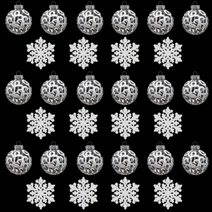 WholesaleMart - Wholesale Ornament Set - White Christmas Ball Ornaments, White Swirl, 2.36"