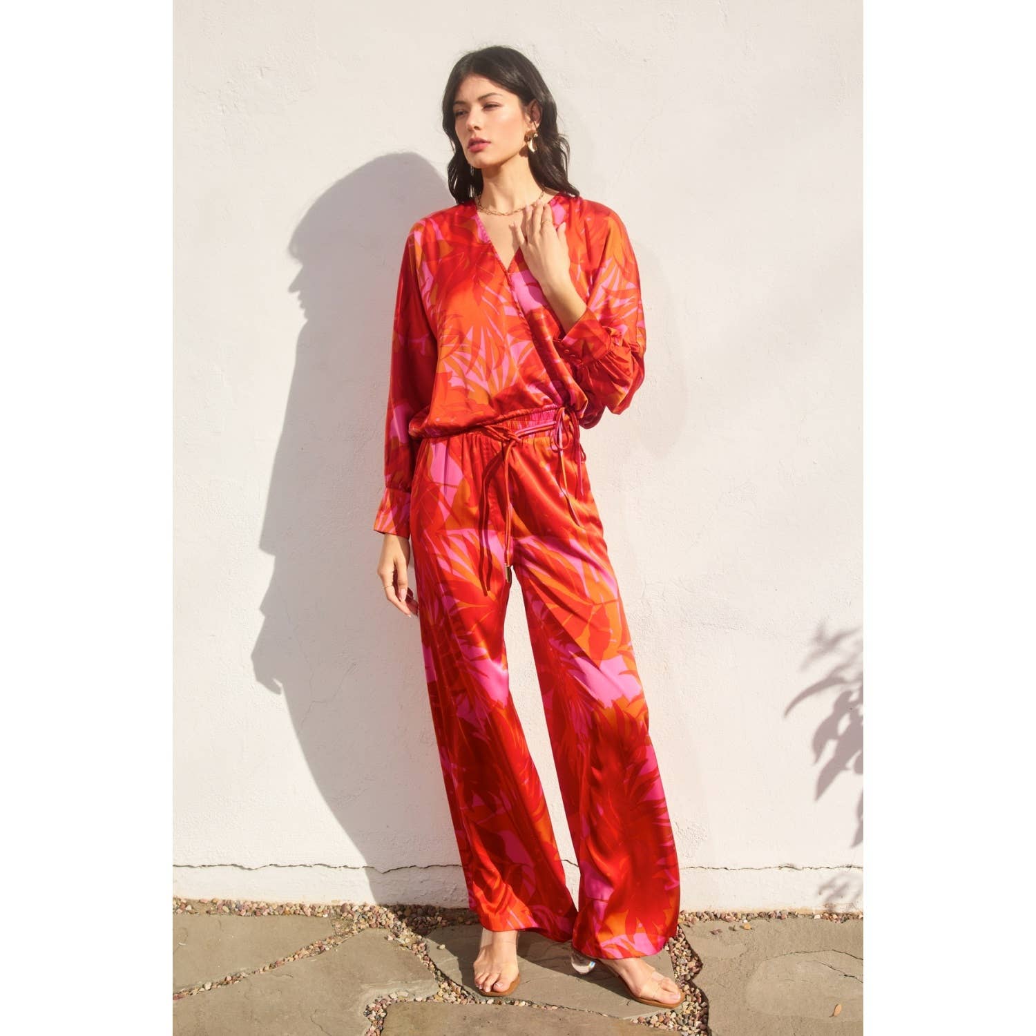 FLAME SCARLET Sunset Lover Looped Belt Pants for wholesale on Faire6