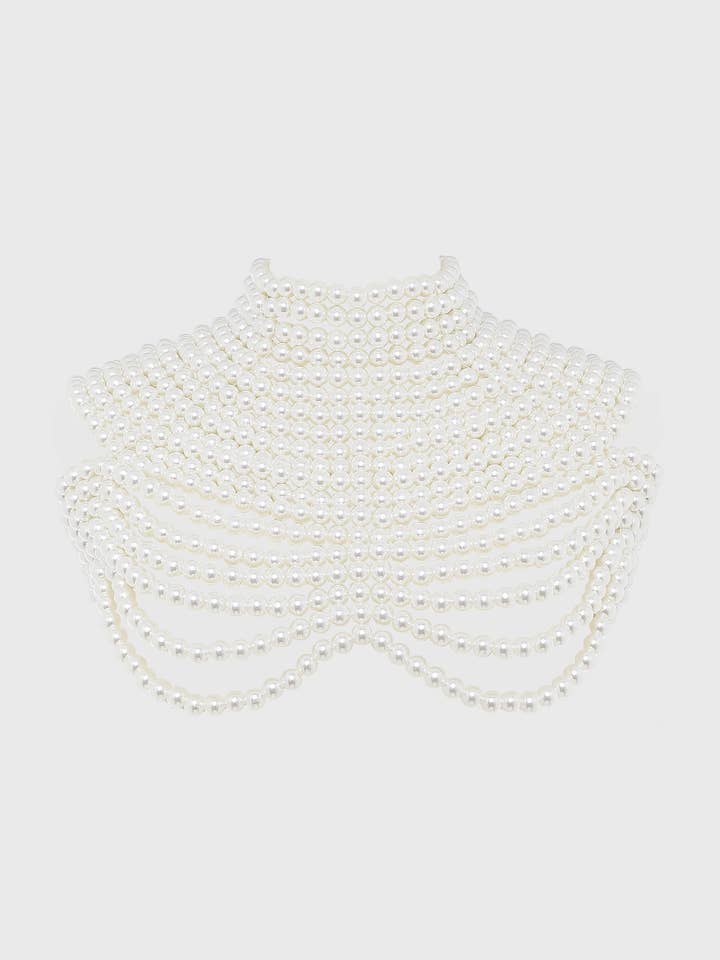 Sophisticated Pearl Body Chain Beaded Shawl for wholesale by BABEYOND