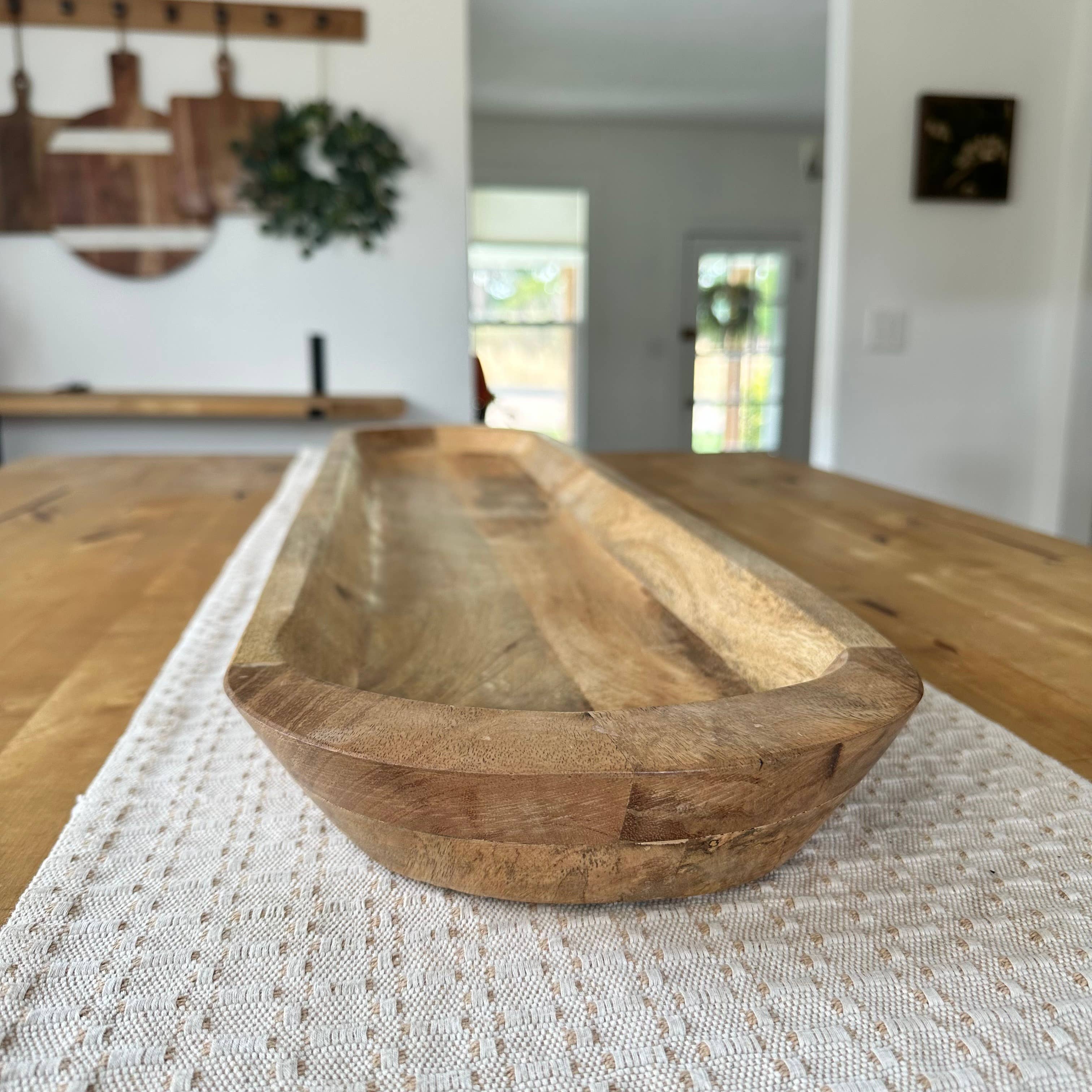 My Grounded Living - Vente Assiettes/plats/bols de décoration - Bol à pâte en bois de manguier sculpté à la main | Centre de table 40x93