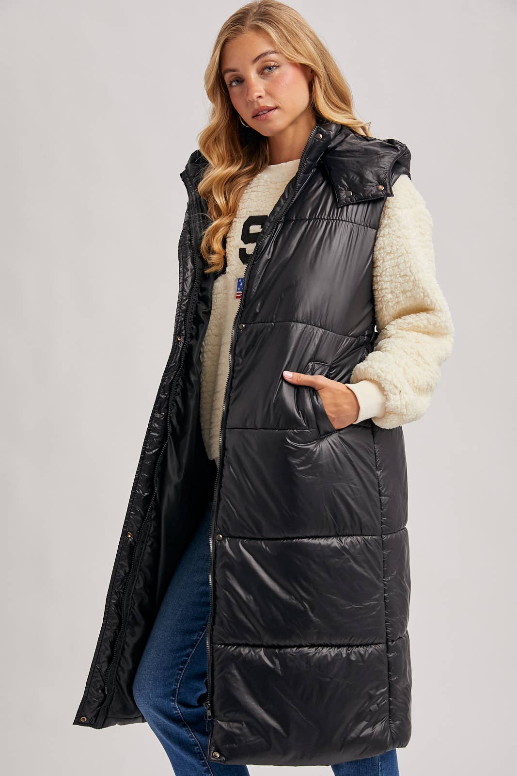 Bluivy – wholesale Väst - Dam – LÅNG LINJE BÄLTE PUFFER HUVA VÄST2