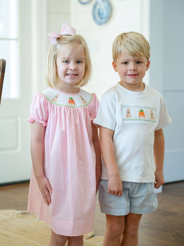 Ruth and Ralph - Wholesale Dress - Kids - Easter Bunny and Carrots Smocked Helen Dress10