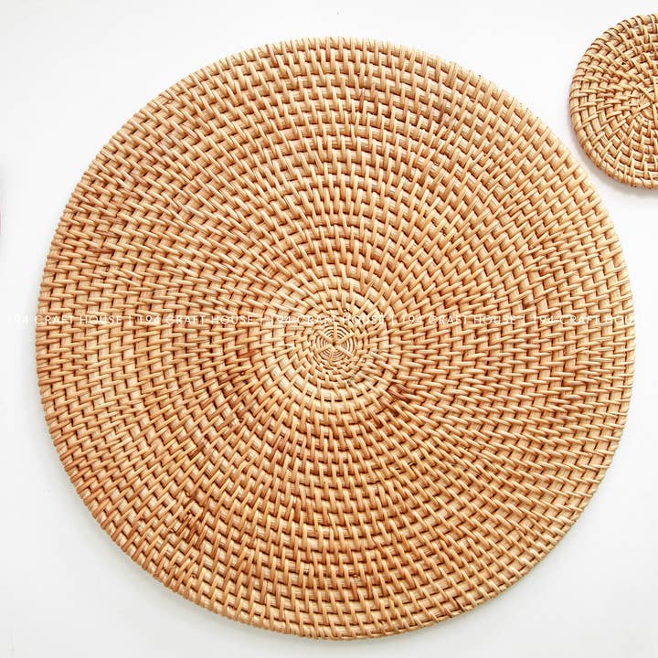 194 Craft House - Vente Sets de table - Napperon rond en rotin naturel tissé à la main