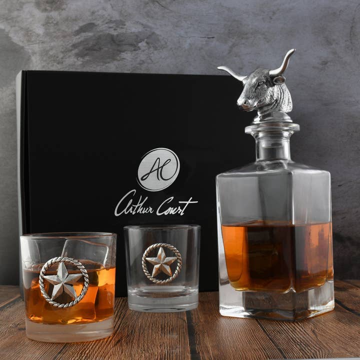 Arthur Court - Wholesale Decanter - Longhorn Decanter Set with Pair of Glasses6