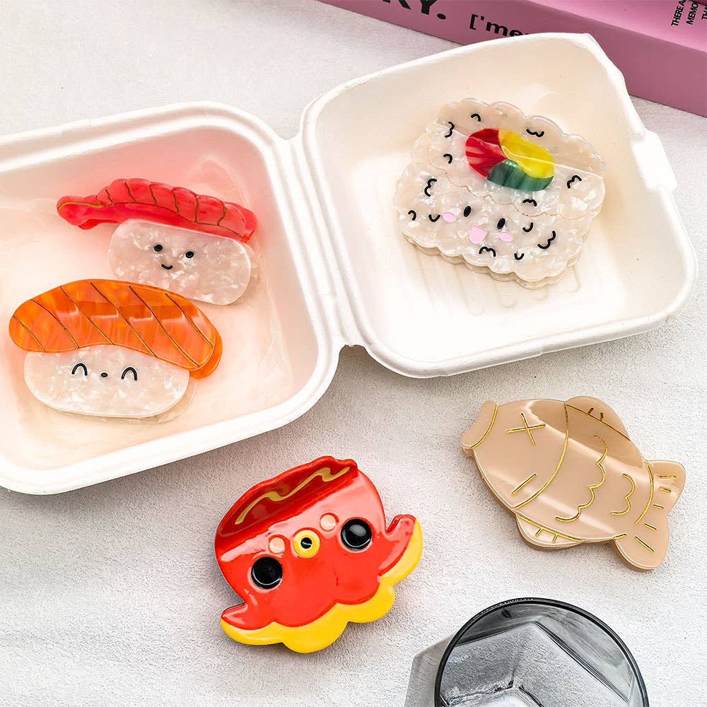 SoapElenGlen - Wholesale Hair Clip - Women's - Fun Sushi Series Hair Clip, Octopus Acetate Claw Clip6