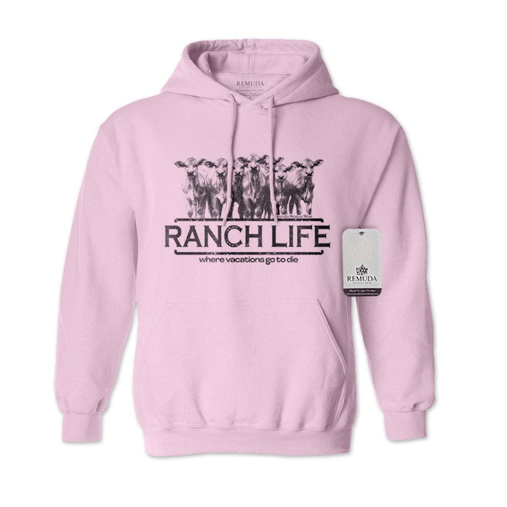 Remuda Western Wear - Wholesale Hoodie - Unisex - Ranch Life: Where Vacations Go To Die - Adult Unisex Western Hoodie5