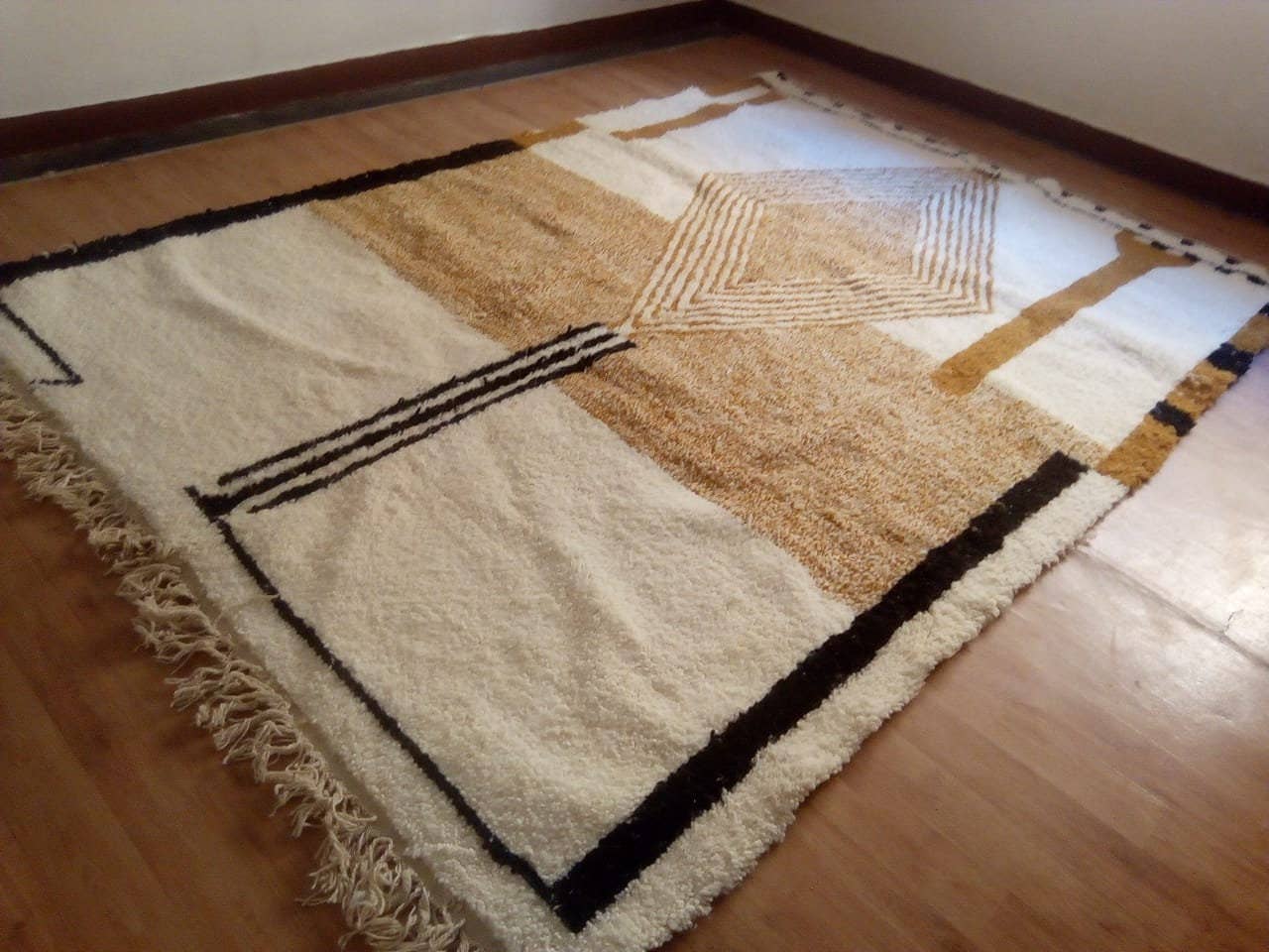 woolsouk ( We handle U.S. import procedures for you ) - Wholesale Area Rug - Handwoven Moroccan Beni Ourain Rug with Geometric Pattern2
