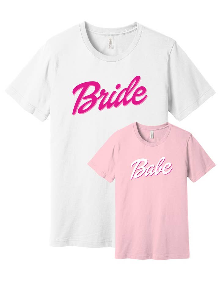 T-SHIRT MET BRUID EN BABE voor wholesale door Sugar and Sass Gifts