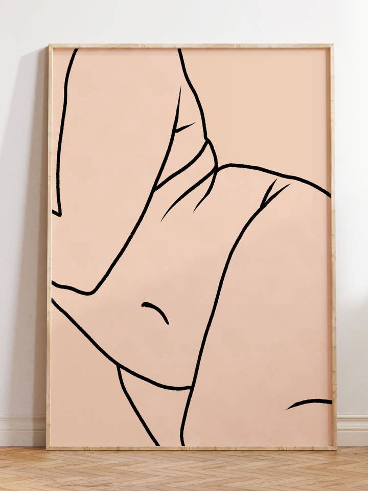 Curves Line Art Print - Neutrale achtergrond voor wholesale door Illustrations Its Funny Howww Inc