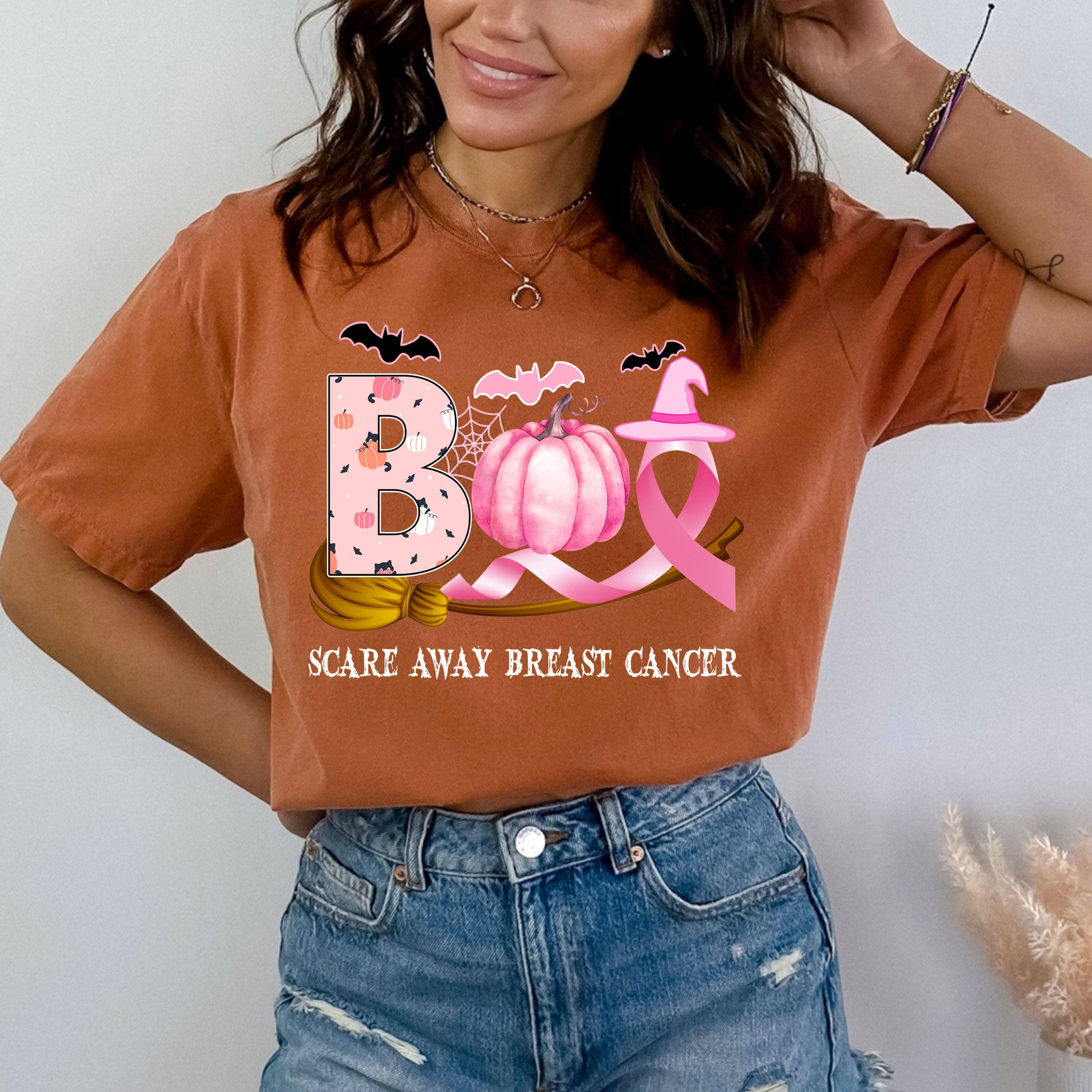 LA Shirt Company - Wholesale T-Shirt (Graphic) - Women's - Scare Away Breast Cancer -Bella Canvas1
